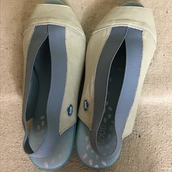 Cloud  Women sling back Comfort Sandals in Cream and blue Sz. 40/ Sz. 9-9.5 EUC - Picture 6 of 7